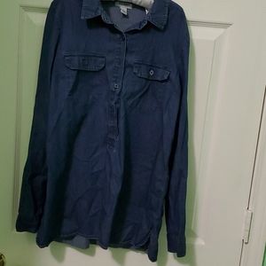 Denim long-sleeved denim shirt
